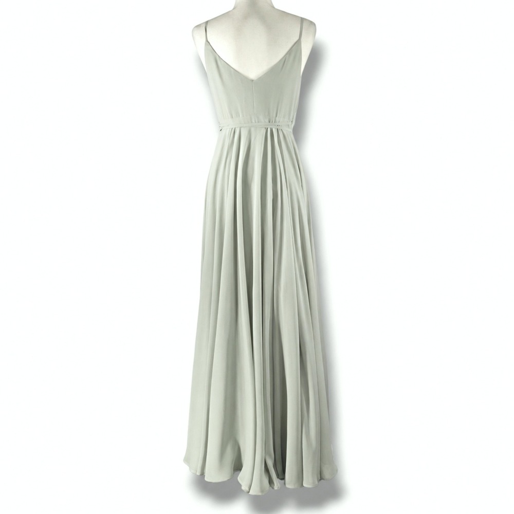 Jenny Yoo Collection James Luxe Chiffon Wrap Maxi Bridesmaid Gown Morning Mist 0 - Picture 4 of 8